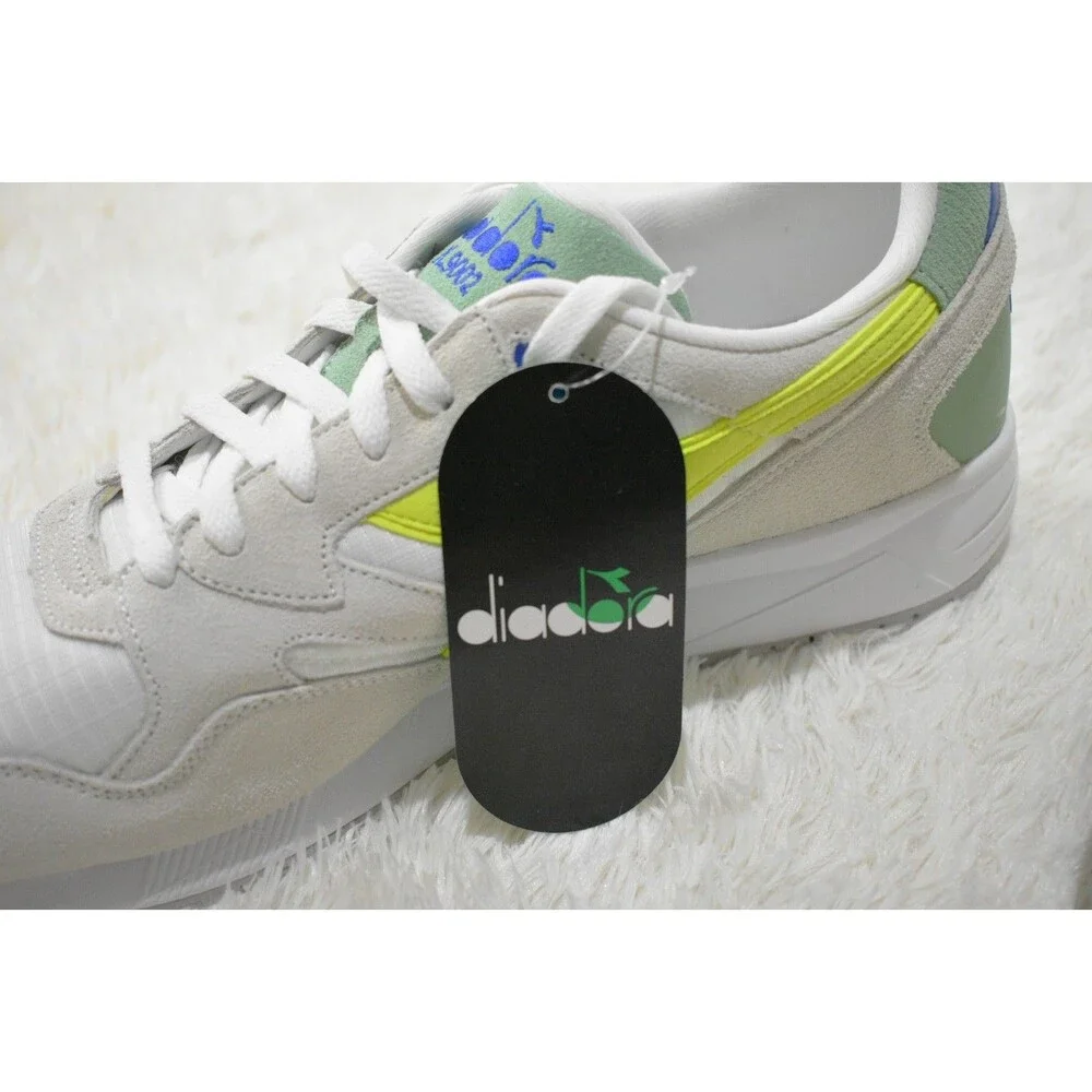 Diadora N92 Italian Vintage Running Sneakers White Yellow Green Blue Men’s 13